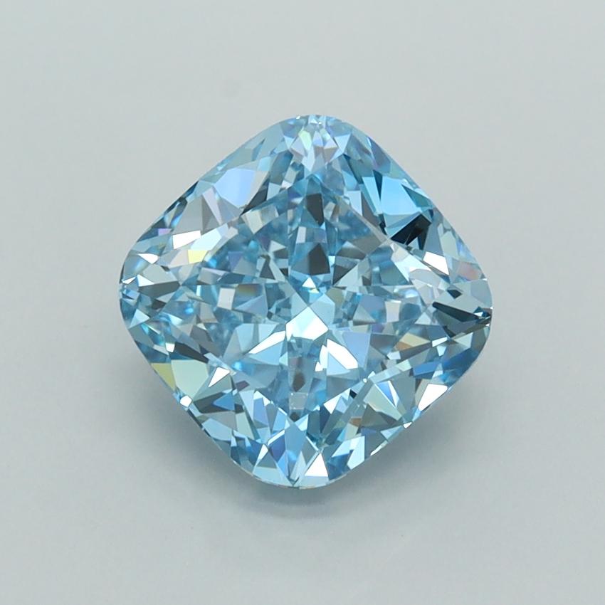 2.03 Ct. Fancy Vivid  Blue Cushion Lab Grown Diamond