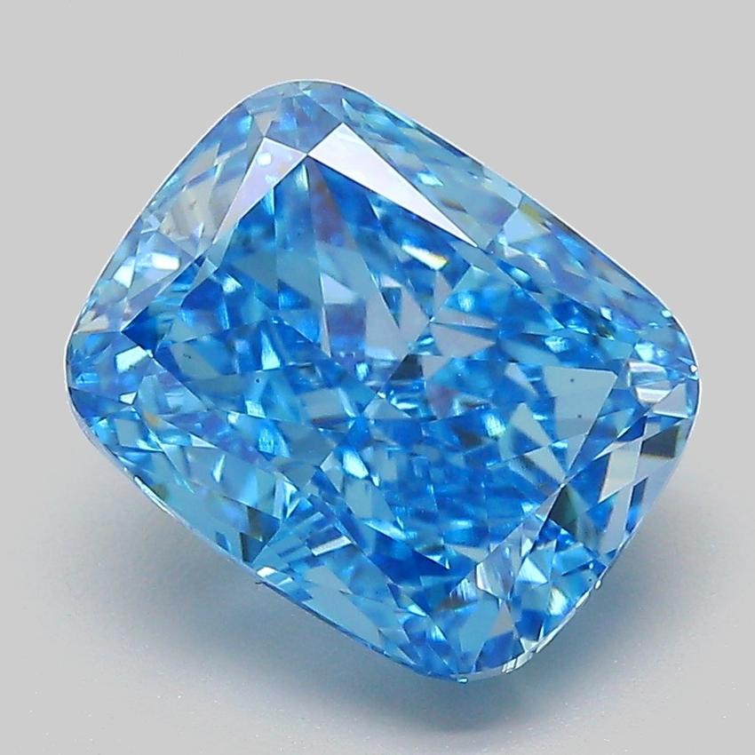 4.01 Ct. Fancy Vivid  Blue Cushion Lab Grown Diamond