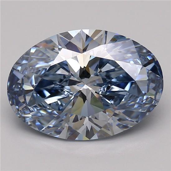 5.19 Ct. Fancy Vivid Blue Oval Lab Grown Diamond