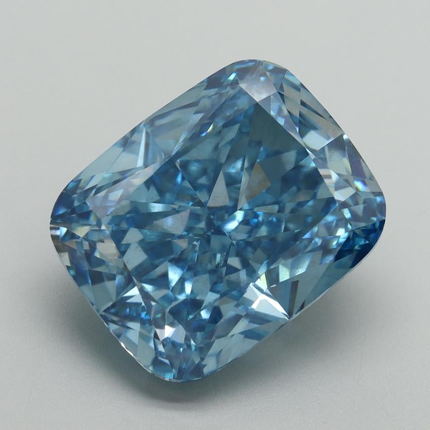 12.55 Ct. Fancy Vivid Malibu Blue Cushion Lab Grown Diamond