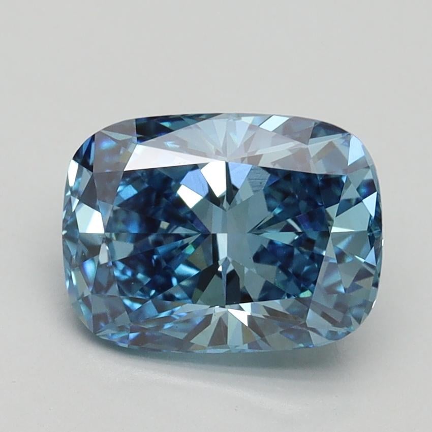 2.02 Ct. Fancy Vivid Malibu Blue Cushion Lab Grown Diamond