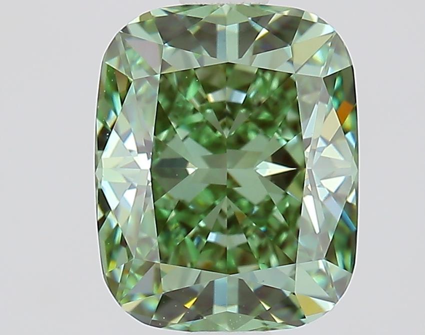 1.52 Ct. Fancy Vivid Green Cushion Lab Grown Diamond