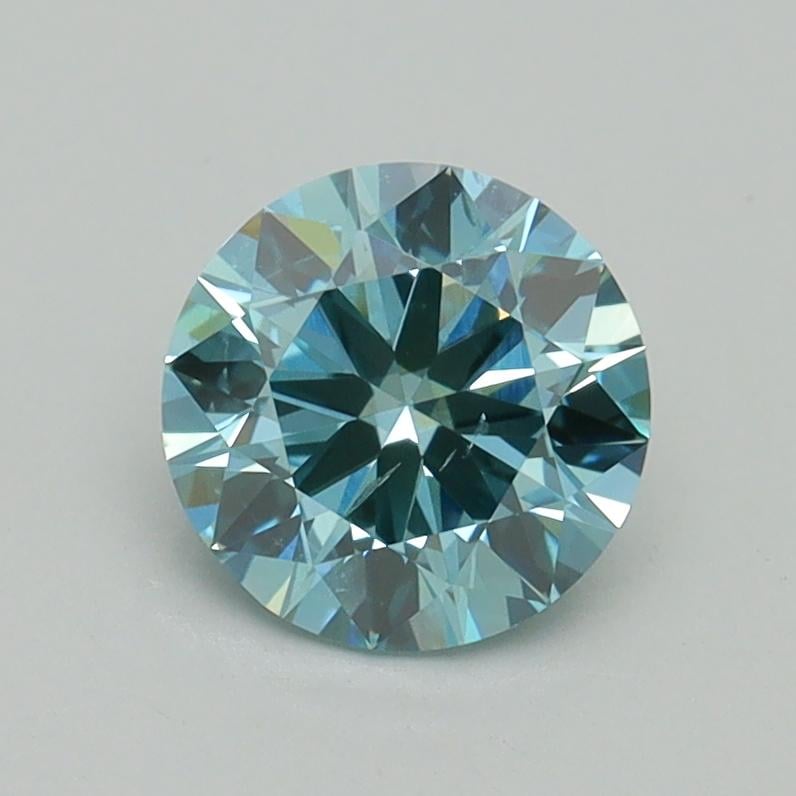 1.02 Ct. Fancy Vivid Green Blue Round Lab Grown Diamond