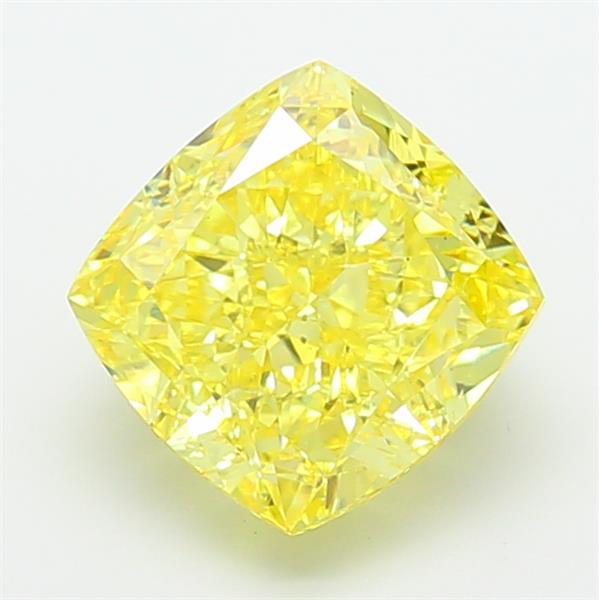 5.33 Ct. Fancy Vivid Yellow Cushion Lab Grown Diamond