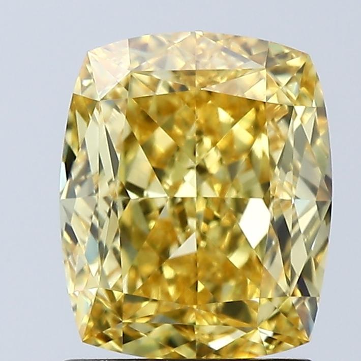 2.01 Ct. Fancy Vivid Yellow Cushion Lab Grown Diamond