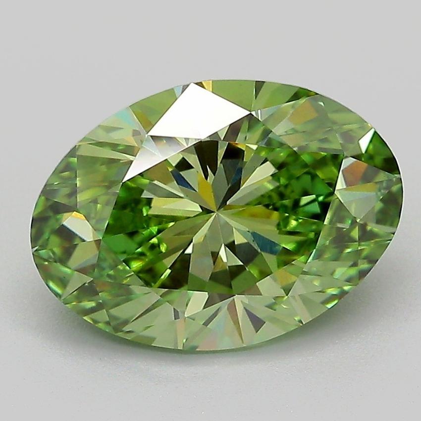 3.03 Ct. Fancy Vivid Green Oval Lab Grown Diamond