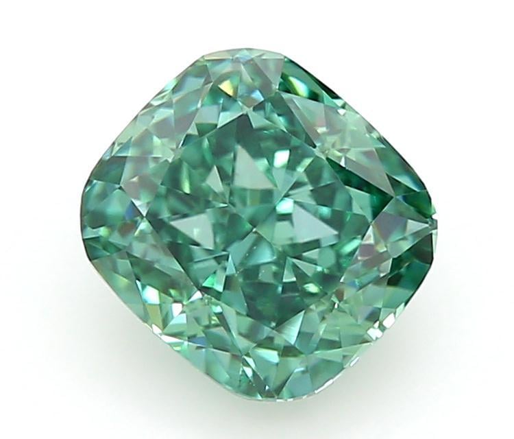 1.05 Ct. Fancy Vivid Green Cushion Lab Grown Diamond