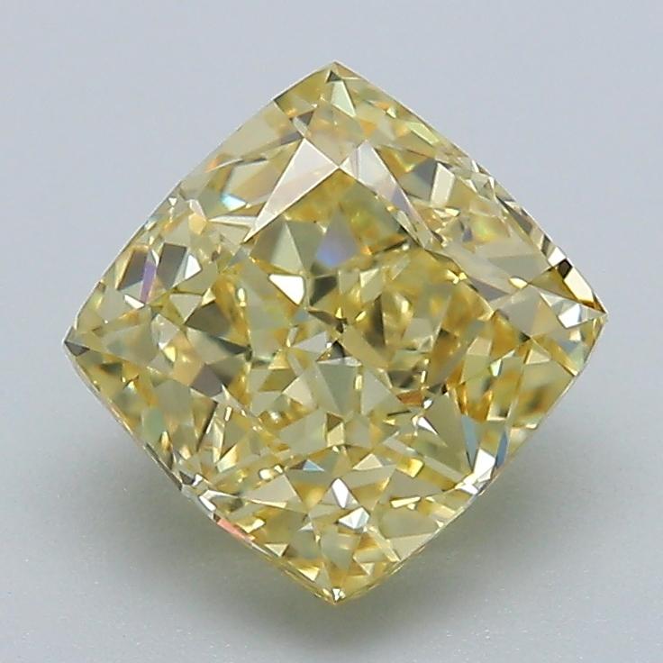 2.20 Ct. Fancy Intense Yellow Cushion Lab Grown Diamond