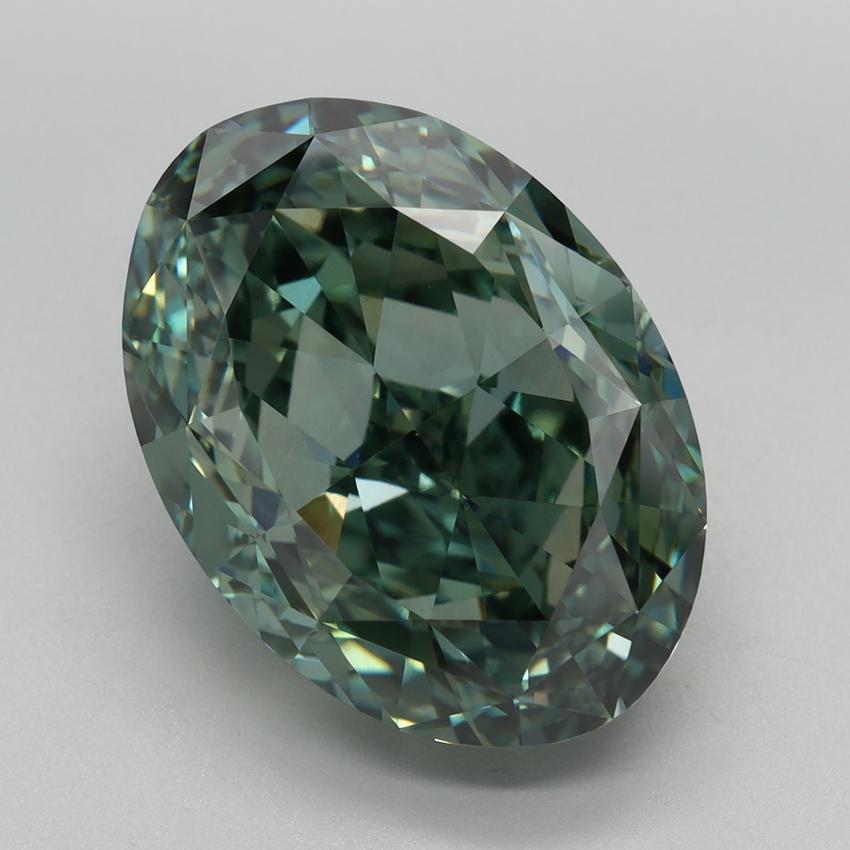 9.96 Ct. Fancy Vivid Green Oval Lab Grown Diamond
