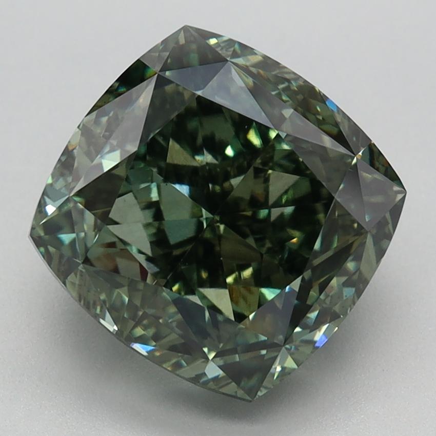 3.87 Ct. Fancy Intense Green Cushion Lab Grown Diamond