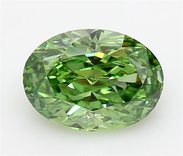 1.58 Ct. Fancy Vivid Green Oval Lab Grown Diamond