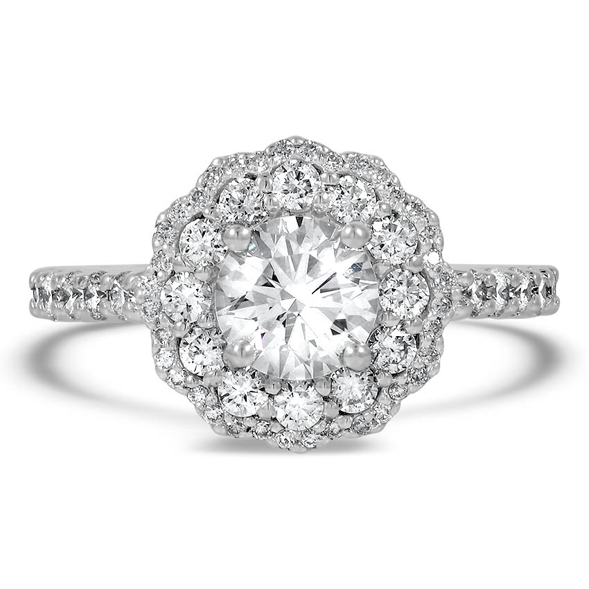 Custom Floral Halo Diamond Ring