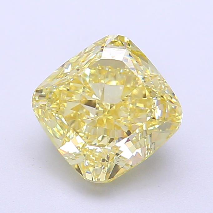 2.13 Ct. Fancy Vivid Yellow Cushion Lab Grown Diamond