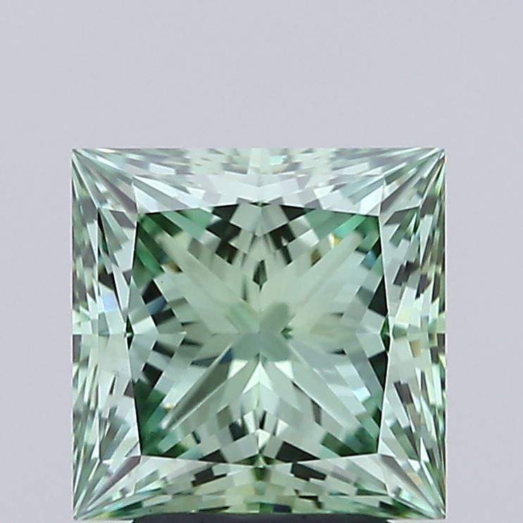 3.08 Ct. Fancy Vivid Green Princess Lab Grown Diamond