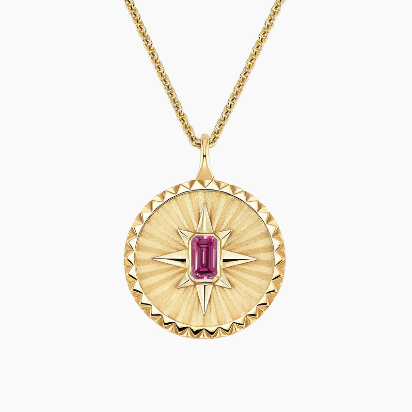 14K Yellow Gold Star Tourmaline Medallion Necklace