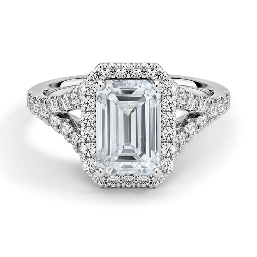 Custom Emerald-Cut Halo Diamond Ring