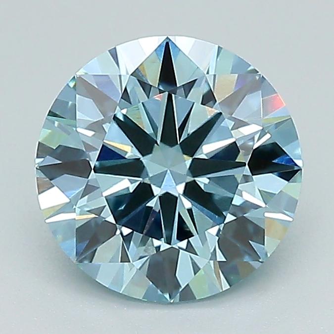 1.57 Ct. Fancy Intense Green Blue Round Lab Grown Diamond