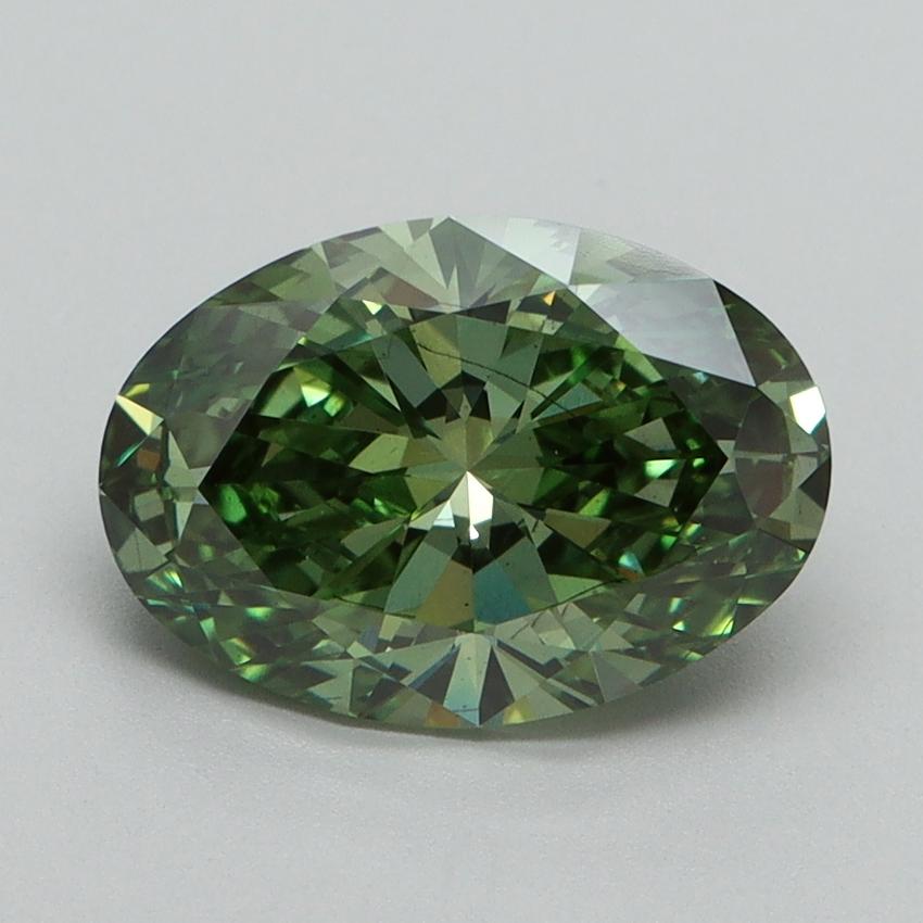 2.19 Ct. Fancy Vivid Green Oval Lab Grown Diamond