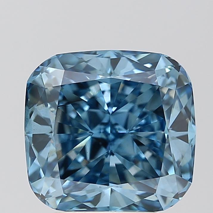 3.01 Ct. Fancy Vivid Blue Cushion Lab Grown Diamond