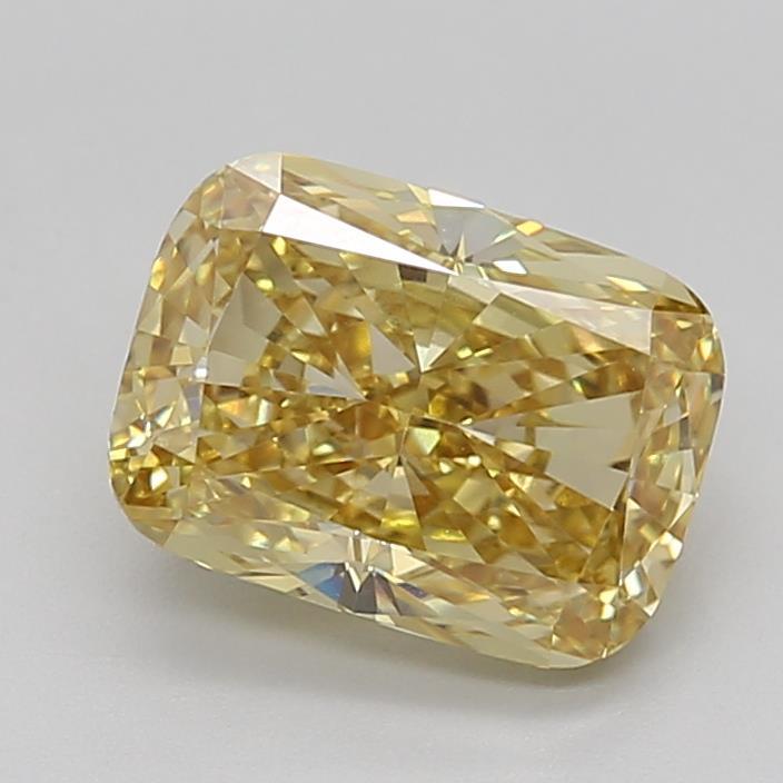 2.81 Ct. Fancy Vivid Yellow Cushion Lab Grown Diamond