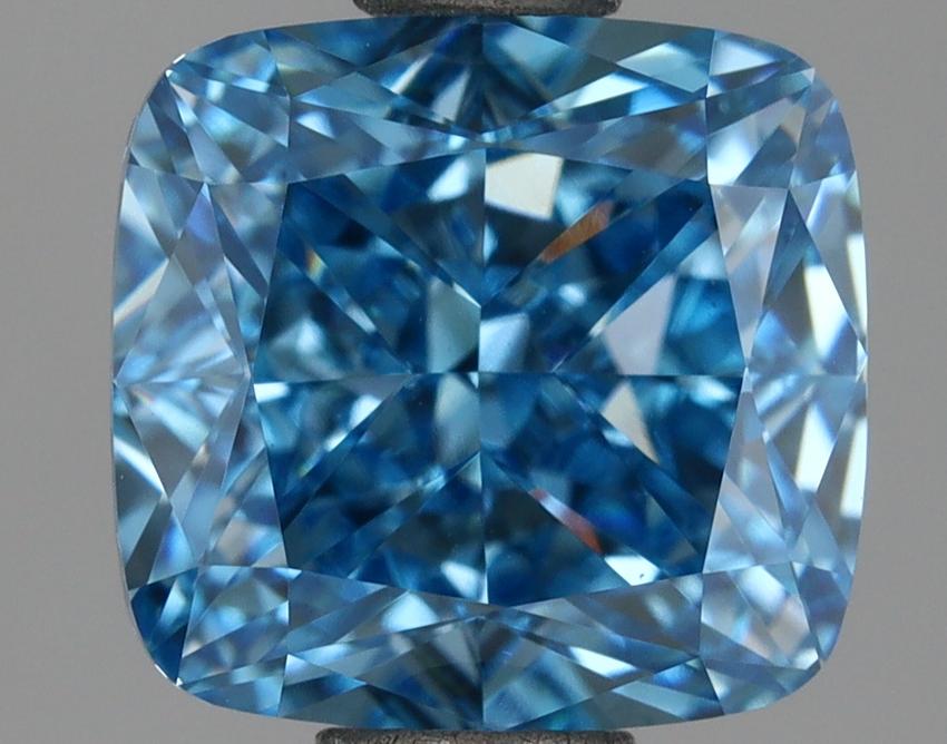2.10 Ct. Fancy Vivid Blue Cushion Lab Grown Diamond