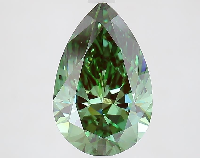 3.02 Ct. Fancy Vivid Green Pear Lab Grown Diamond