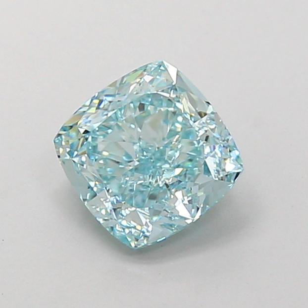 1.42 Ct. Fancy Vivid Greenish Blue Cushion Lab Grown Diamond