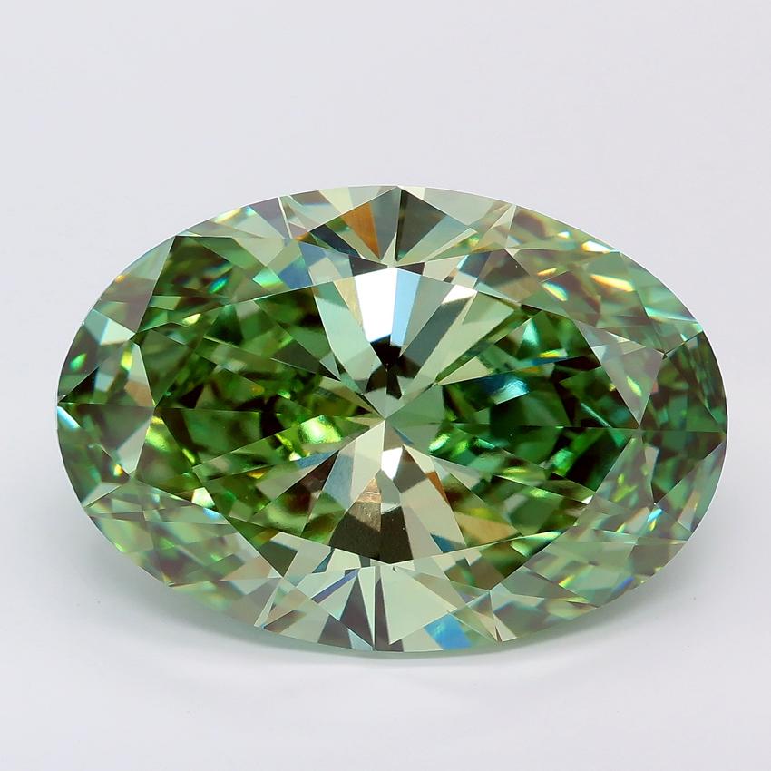 12.09 Ct. Fancy Vivid Green Oval Lab Grown Diamond