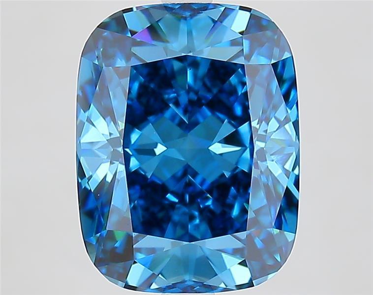 4.71 Ct. Fancy Vivid  Blue Cushion Lab Grown Diamond