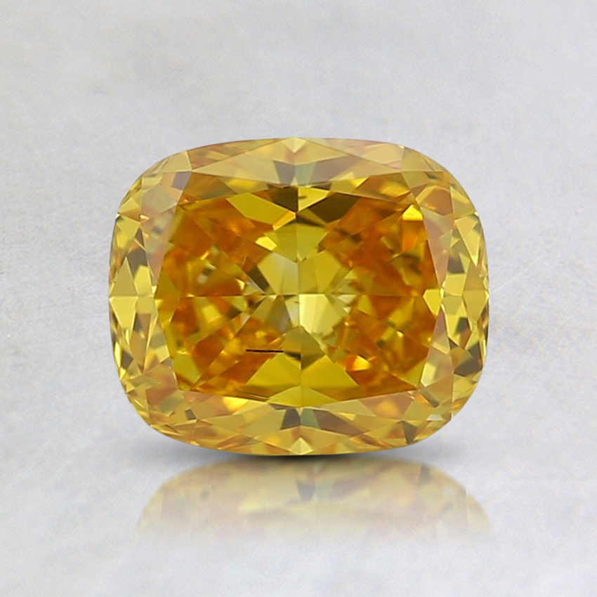 0.90 Ct. Fancy Vivid Orangy Yellow Cushion Lab Grown Diamond