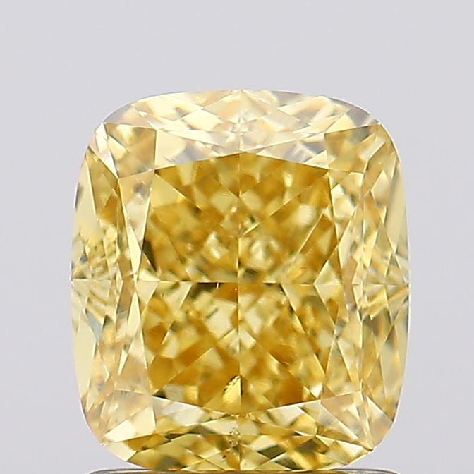1.53 Ct. Fancy Vivid Yellow Cushion Lab Grown Diamond