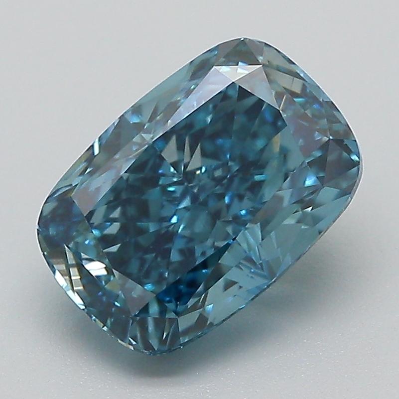 2.57 Ct. Fancy Vivid Blue Cushion Lab Grown Diamond