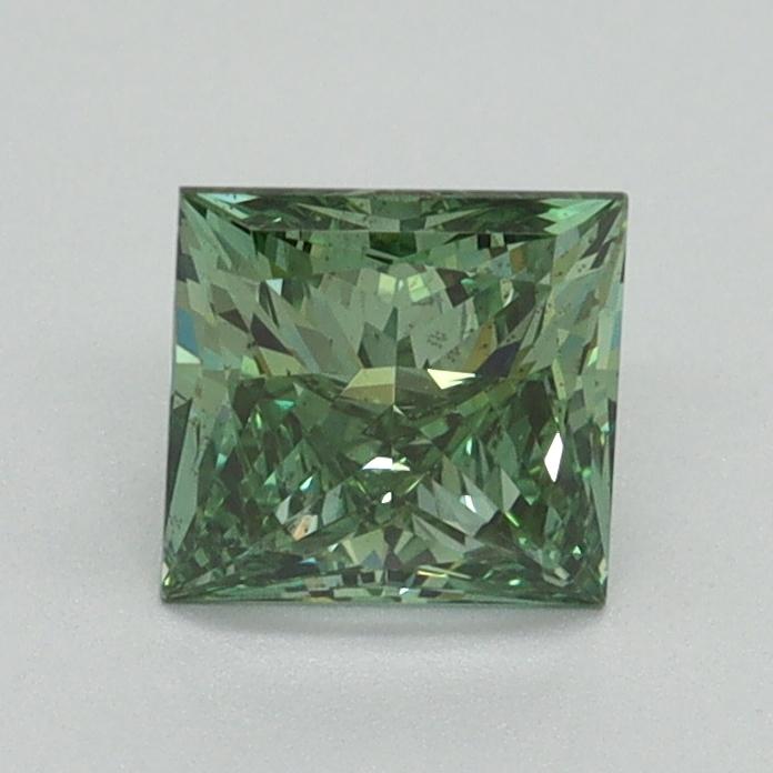 0.91 Ct. Fancy Vivid Green Princess Lab Grown Diamond