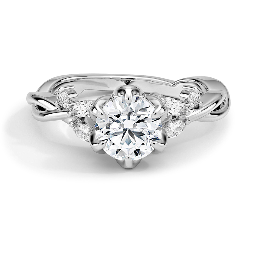 Custom Nature-Inspired Six Prong Diamond Ring