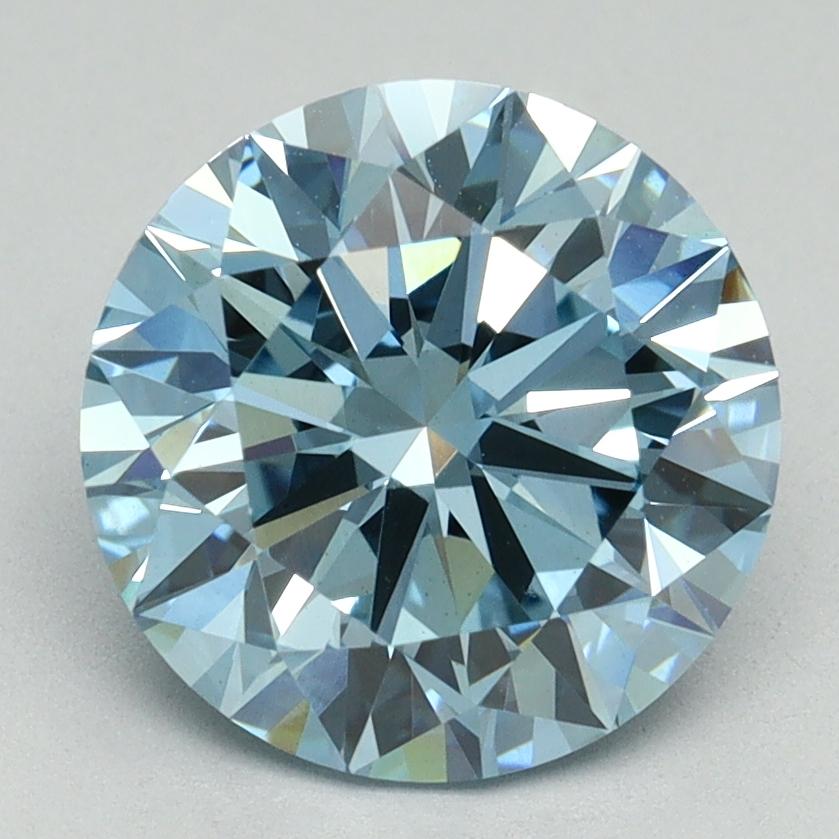 3.21 Ct. Fancy Vivid Blue Round Lab Grown Diamond