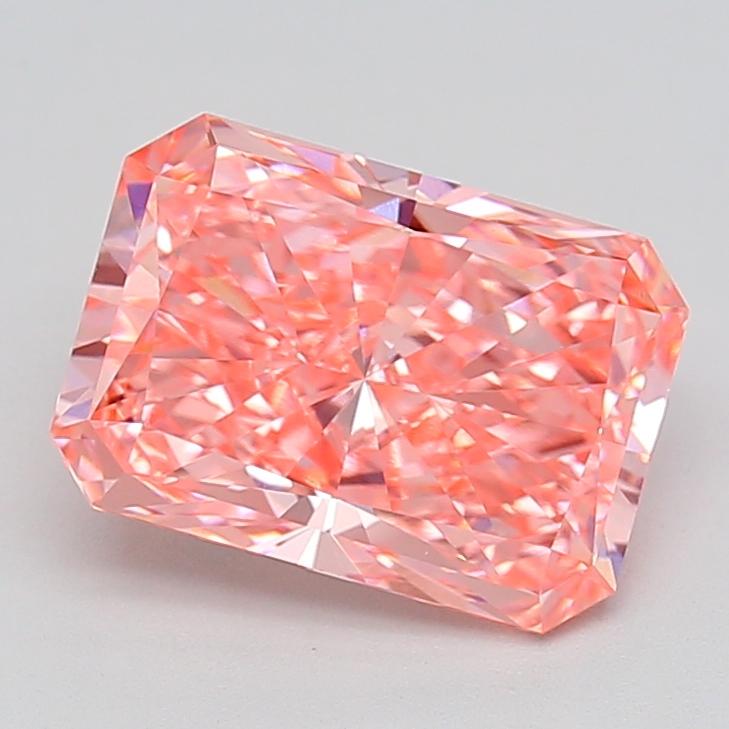 3.02 Ct. Fancy Vivid  Pink Radiant Lab Grown Diamond