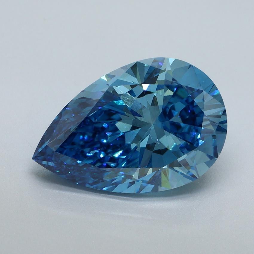 4.07 Ct. Fancuy Vivid Blue Pear Lab Grown Diamond