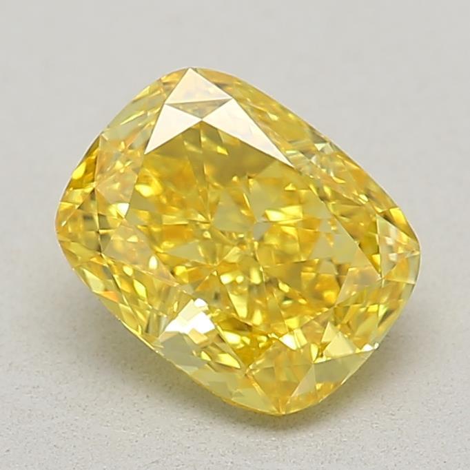 0.86 Ct. Fancy Vivid Yellow Cushion Lab Grown Diamond