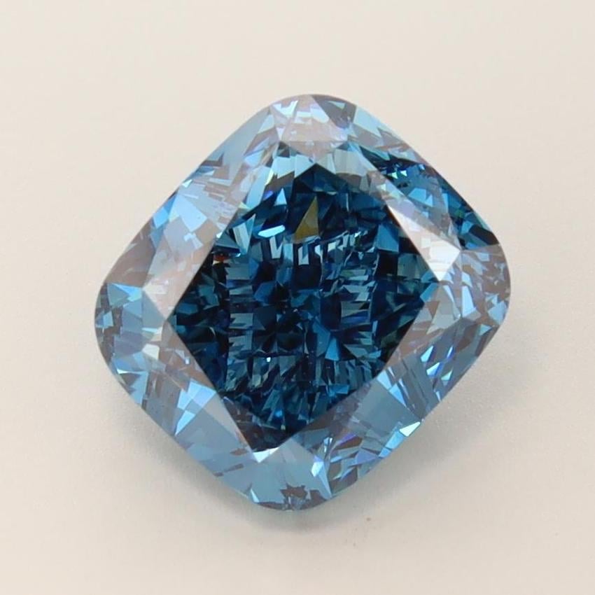 4.06 Ct. Fancy Vivid Blue Cushion Lab Grown Diamond