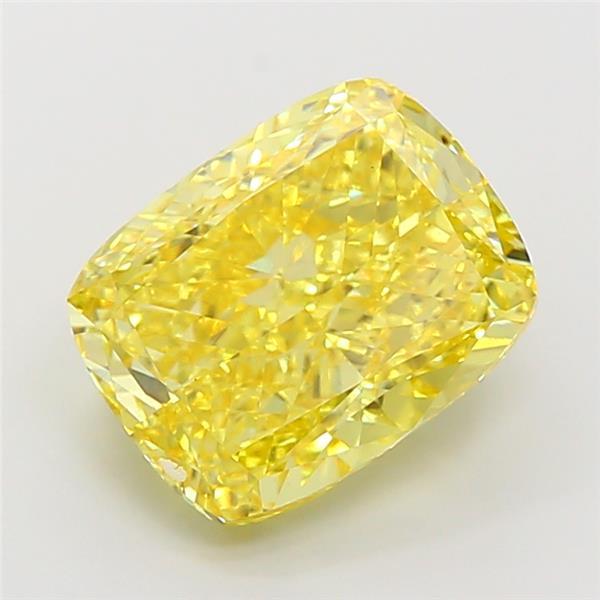 7.01 Ct. Fancy Vivid Yellow Cushion Lab Grown Diamond