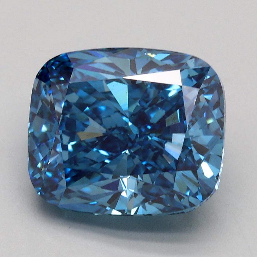 3.01 Ct. Fancy Vivid Blue Cushion Lab Grown Diamond
