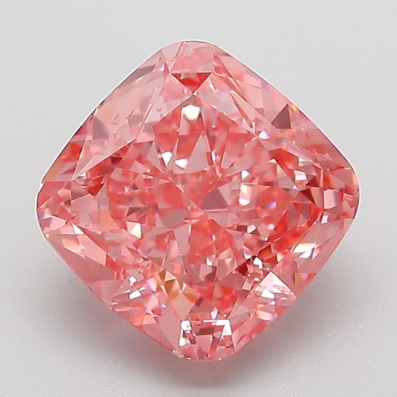 3.06 Ct. Fancy Vivid Pink Cushion Lab Grown Diamond