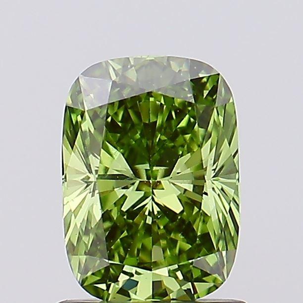 1.00 Ct. Fancy Vivid Green Cushion Lab Grown Diamond