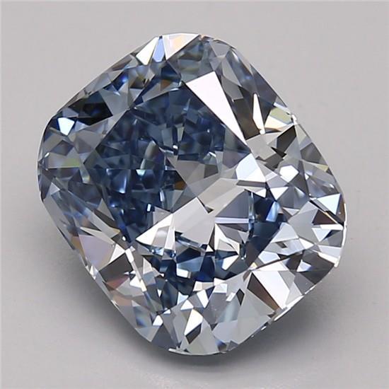 3.60 Ct. Fancy Vivid Blue Cushion Lab Grown Diamond