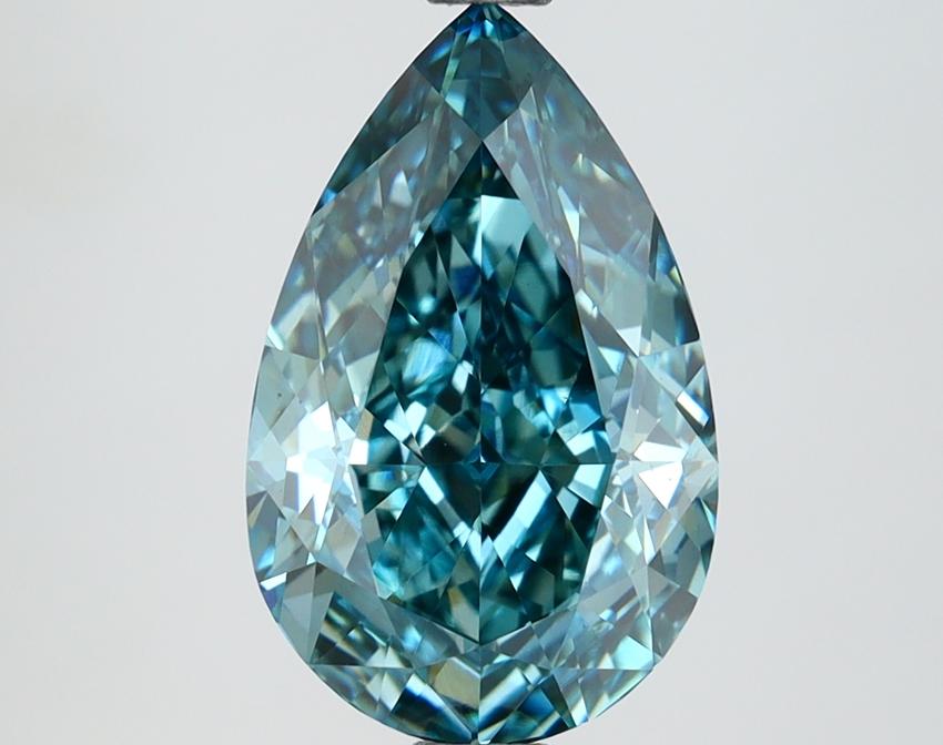 3.28 Ct. Fancy Vivid Greenish Blue Pear Lab Grown Diamond