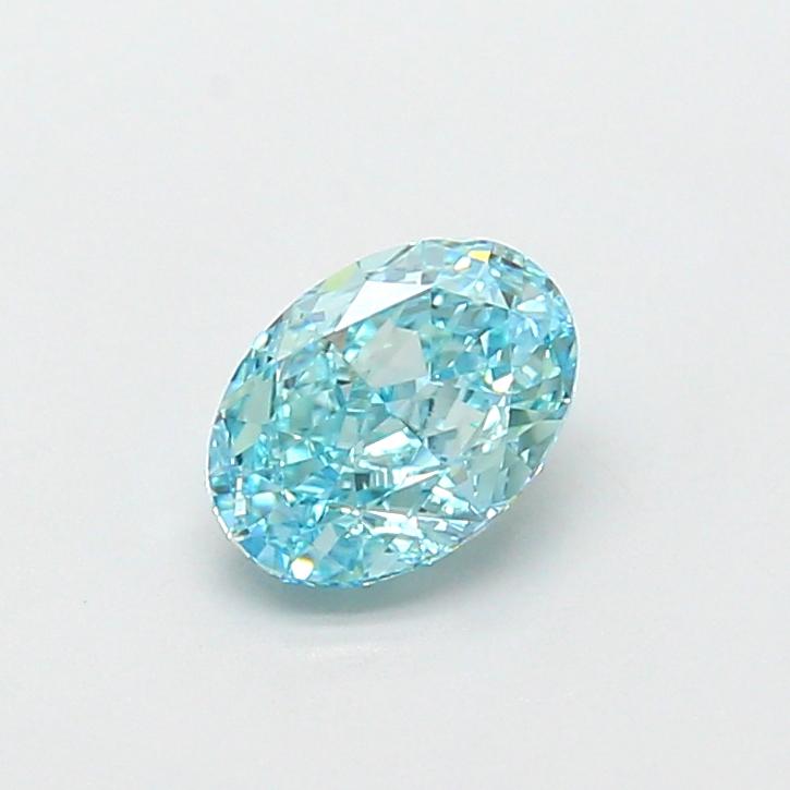 1.00 Ct. Fancy Vivid Greenish Blue Oval Lab Grown Diamond