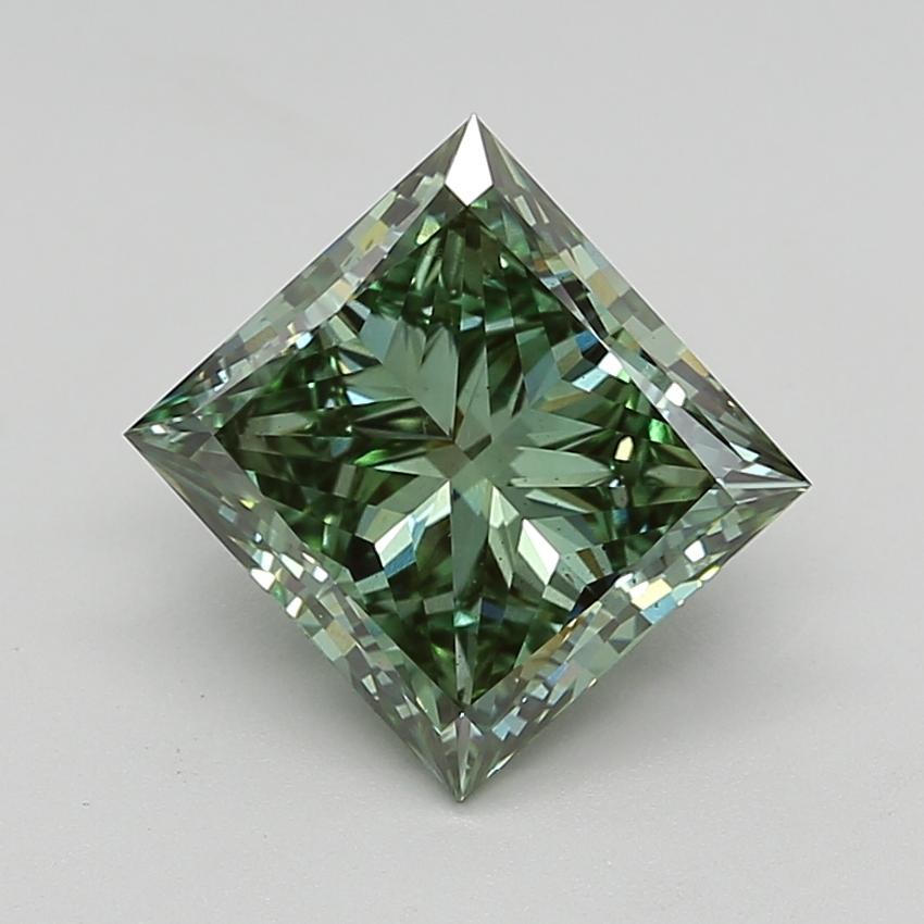 4.00 Ct. Fancy Vivid  Green Princess Lab Grown Diamond