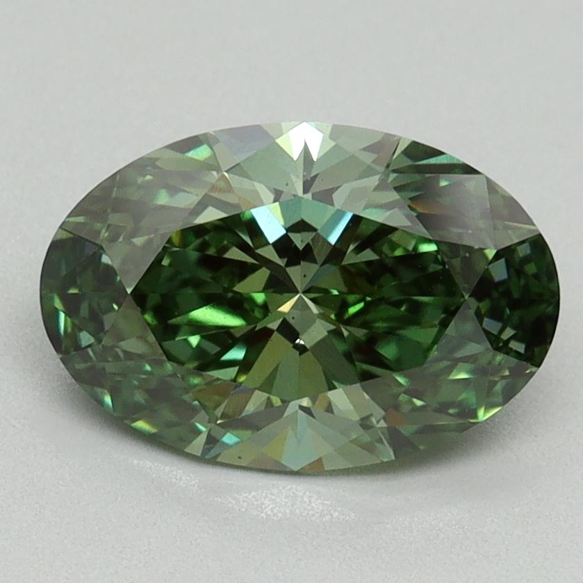 1.76 Ct. Fancy Vivid Green Oval Lab Grown Diamond