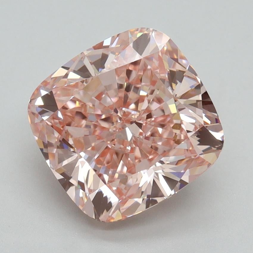 4.03 Ct. Fancy Vivid Pink Cushion Lab Grown Diamond