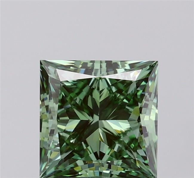 3.01 Ct. Fancy Vivid  Green Princess Lab Grown Diamond